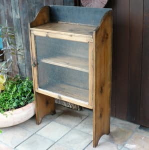 イギリスアンティーク 飾り棚 ガラスキャビネット オールドパイン