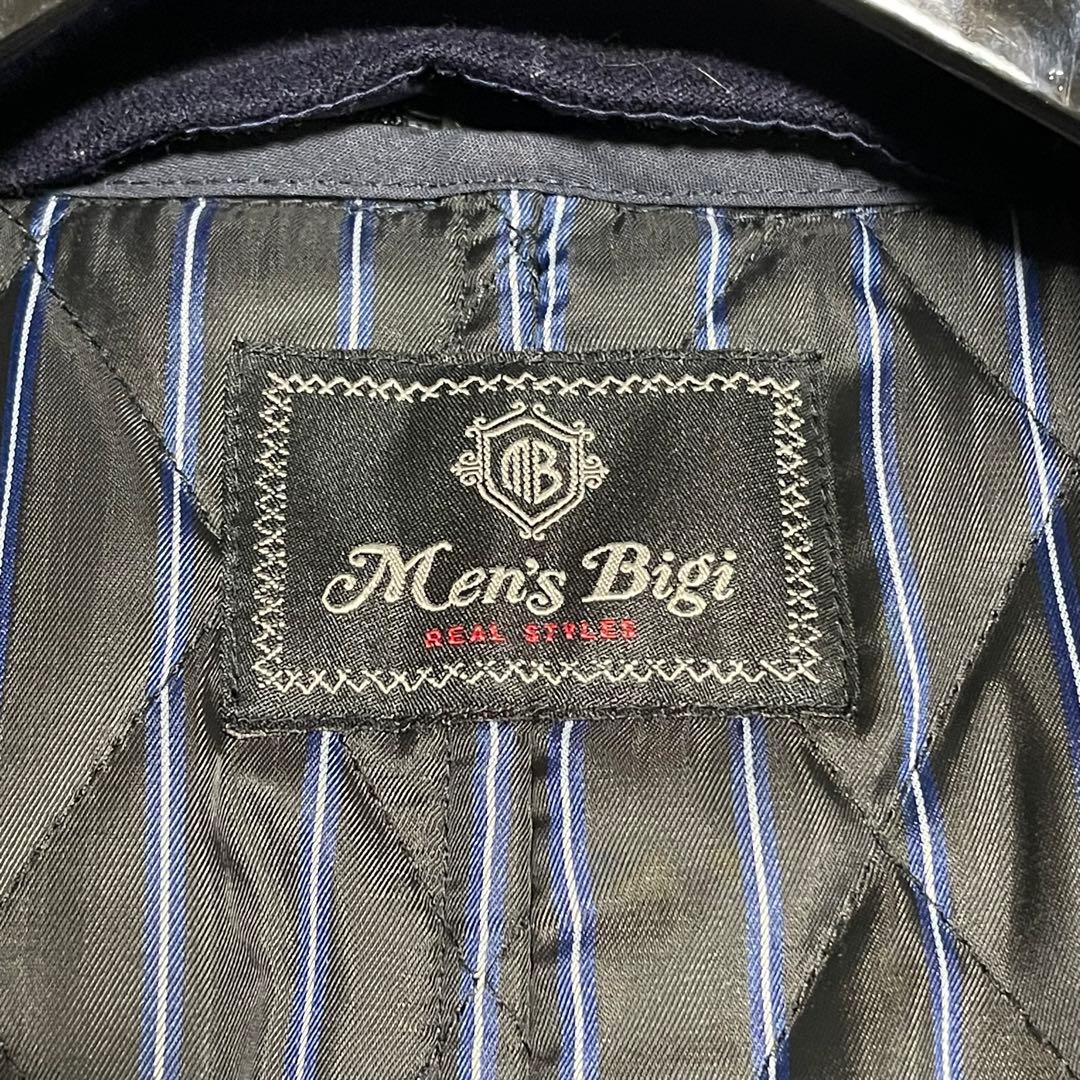 【MEN'S BIGI】美品 カシミヤ混 ライナー着脱 撥水 ウィンドペン 紺M