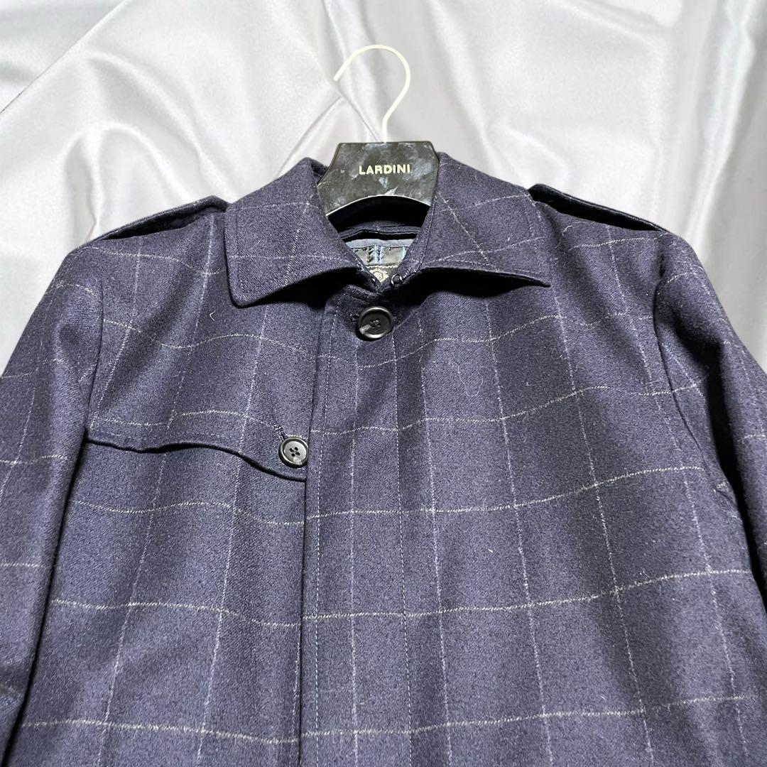 【MEN'S BIGI】美品 カシミヤ混 ライナー着脱 撥水 ウィンドペン 紺M