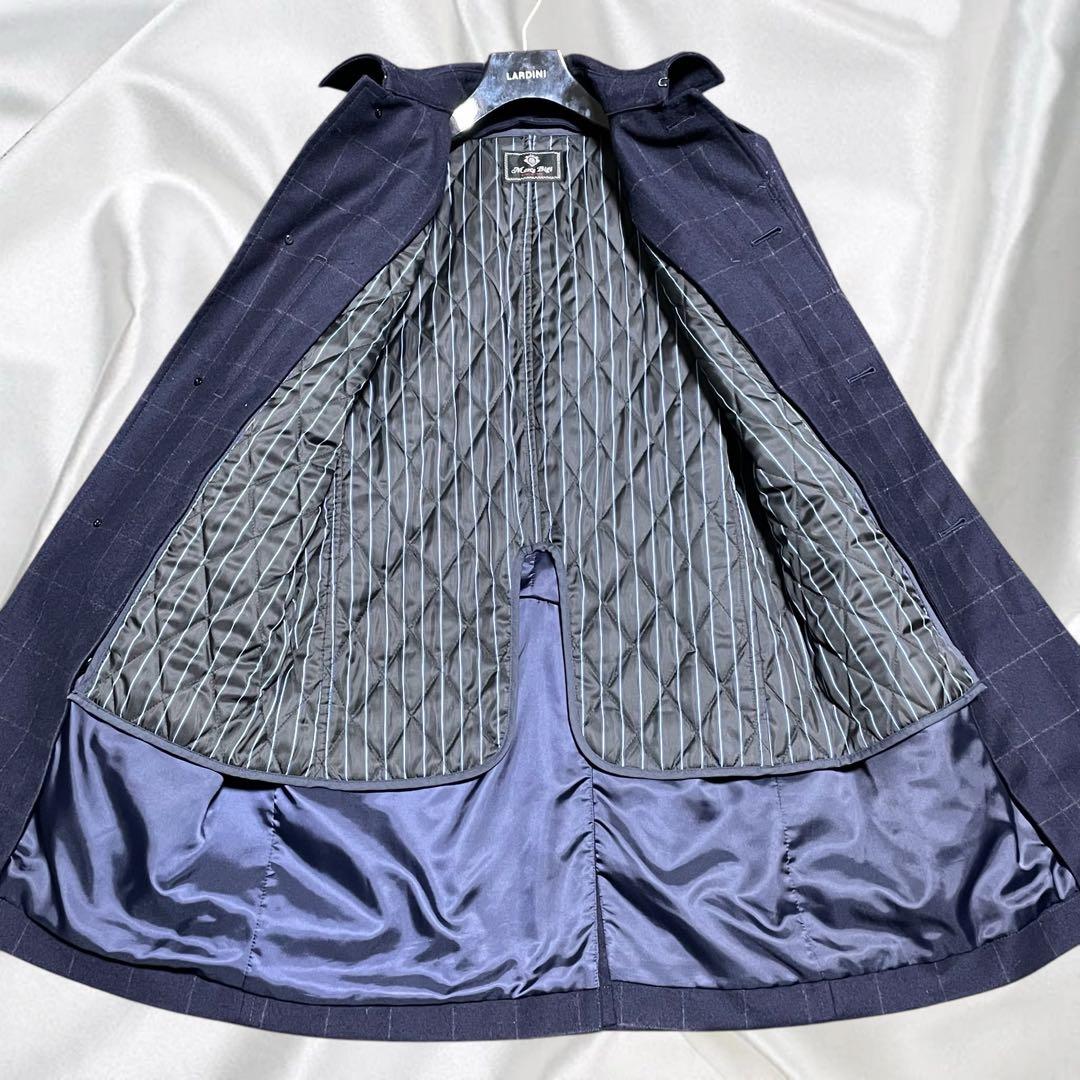 【MEN'S BIGI】美品 カシミヤ混 ライナー着脱 撥水 ウィンドペン 紺M