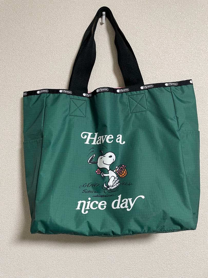 極美品 レスポートサック ×ピーナッツ75周年 リバーシブルトート スヌーピー