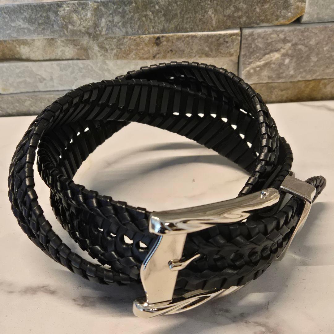 美品　TORNADO MART トルネードマート　レザー　ベルト　編み込み　黒