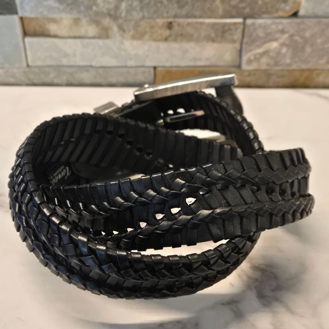 美品　TORNADO MART トルネードマート　レザー　ベルト　編み込み　黒