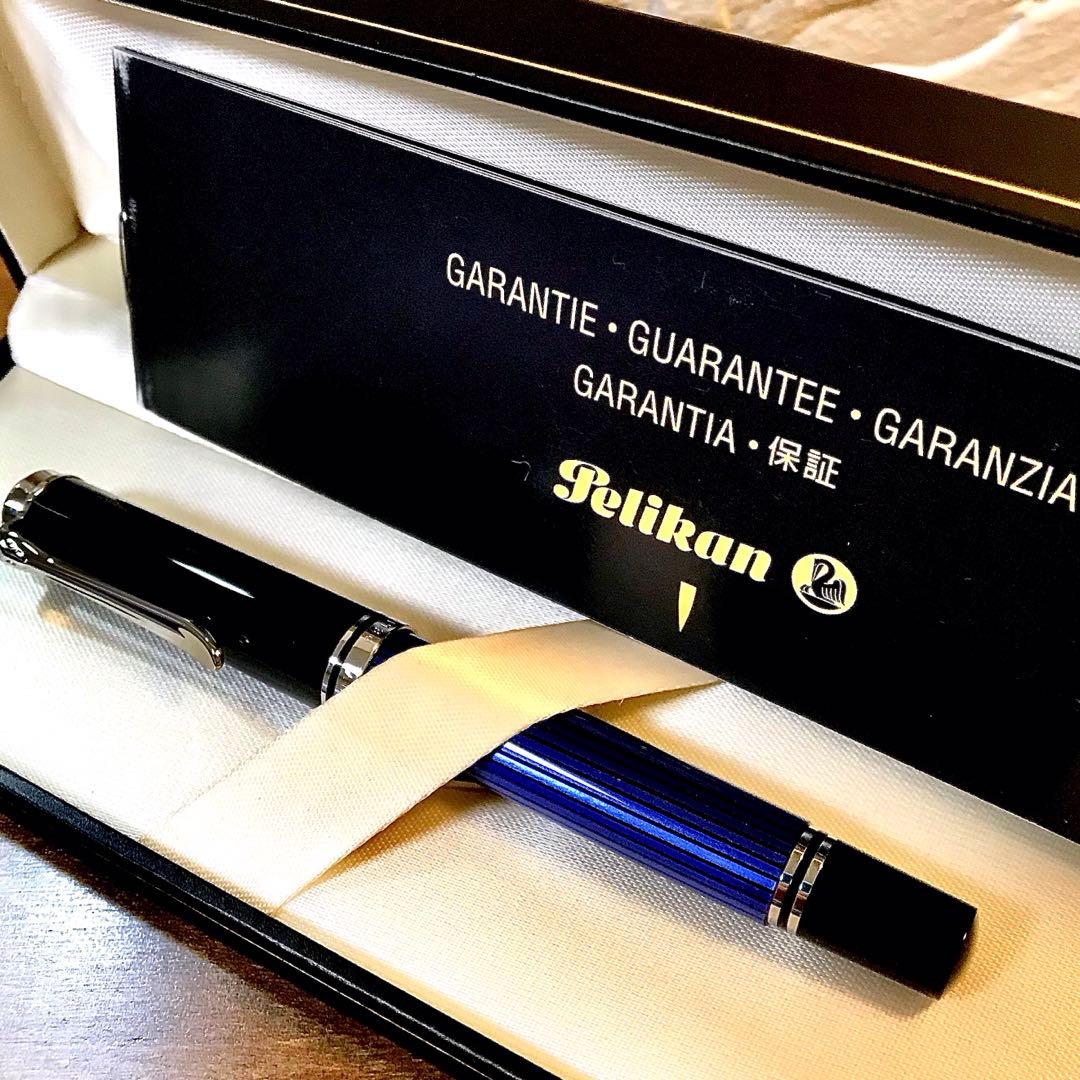 ☆ほぼ新品未使用☆美しいペリカン万年筆M405ブルー縞(Ｆ)