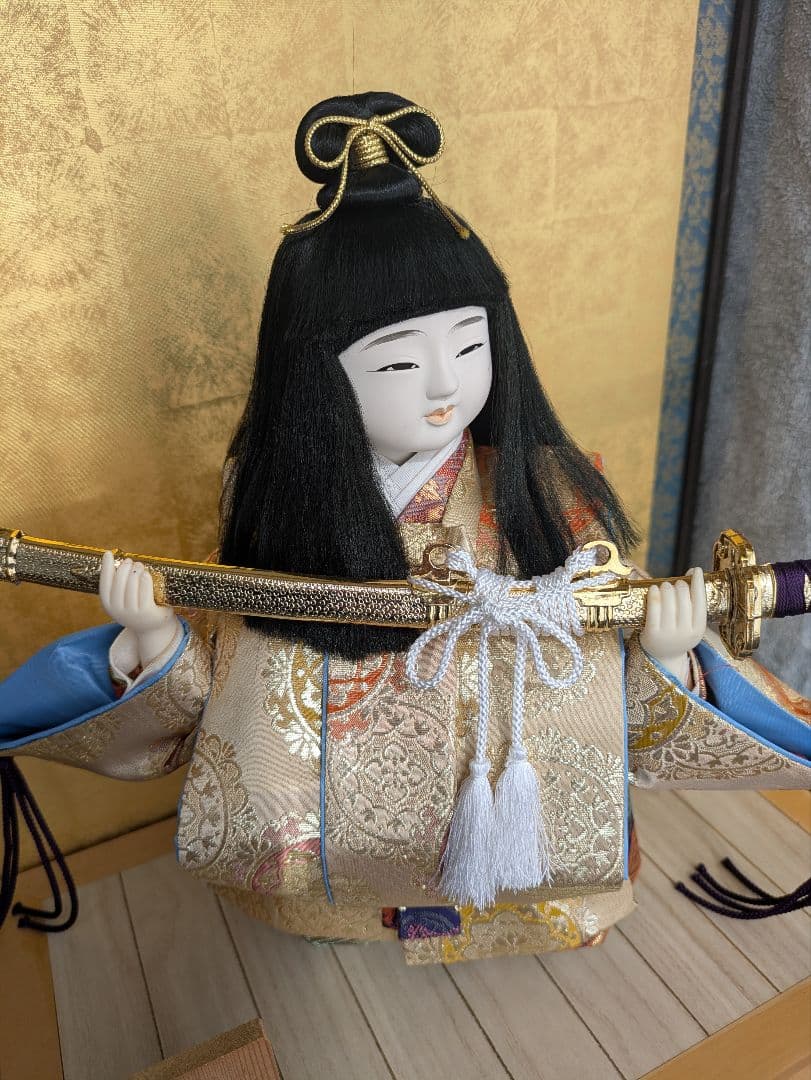 【古民家発掘】五月人形　御所人形 ガラスケース入り　伝統工芸品