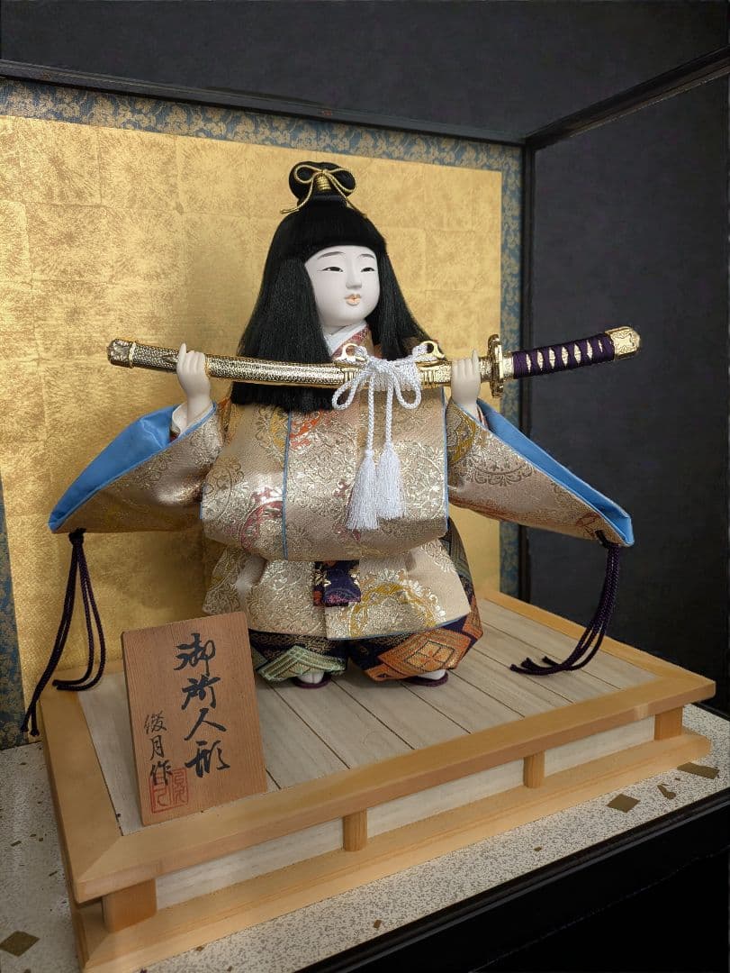 【古民家発掘】五月人形　御所人形 ガラスケース入り　伝統工芸品