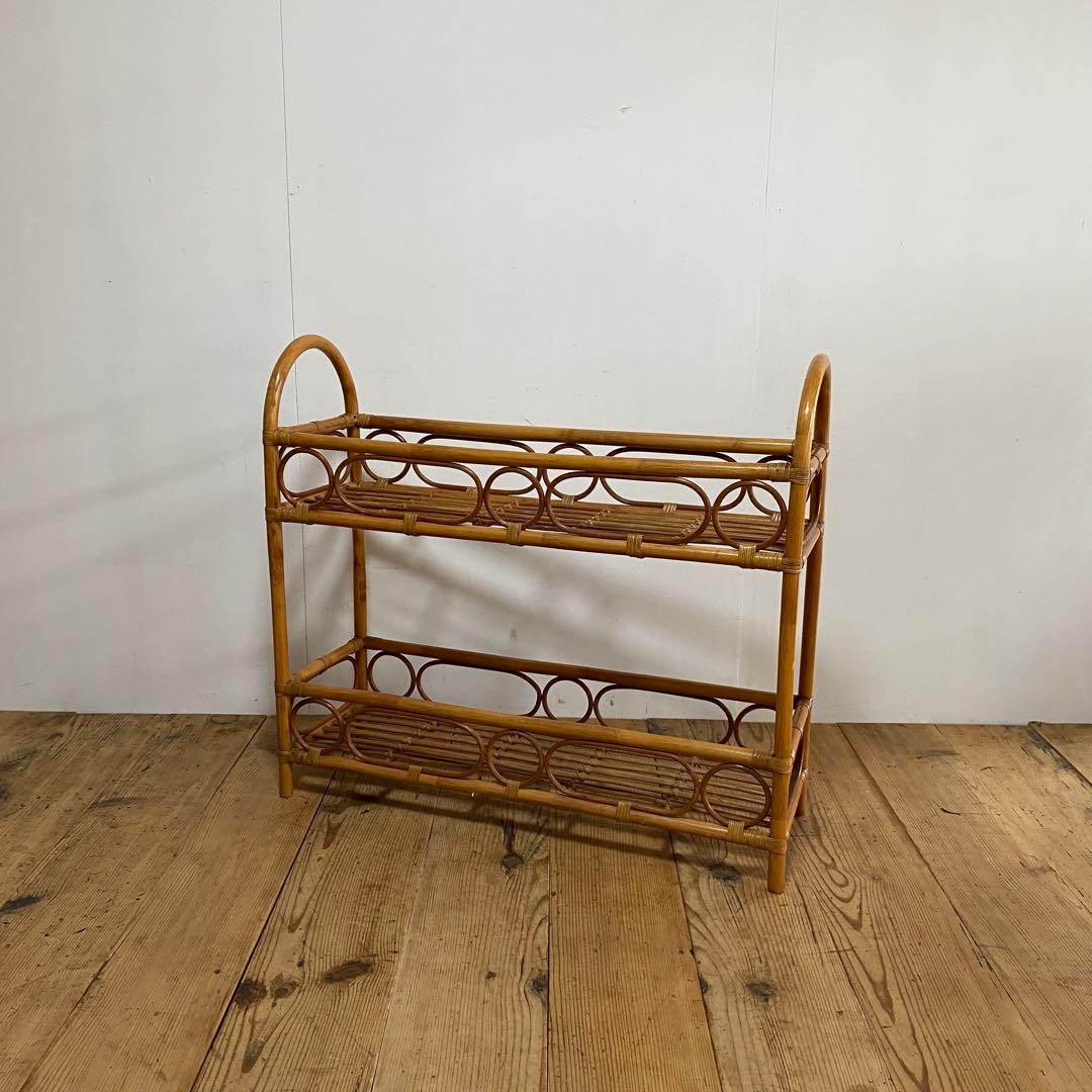 ヴィンテージ ラタン 飾り棚 植物台 昭和レトロ y53
