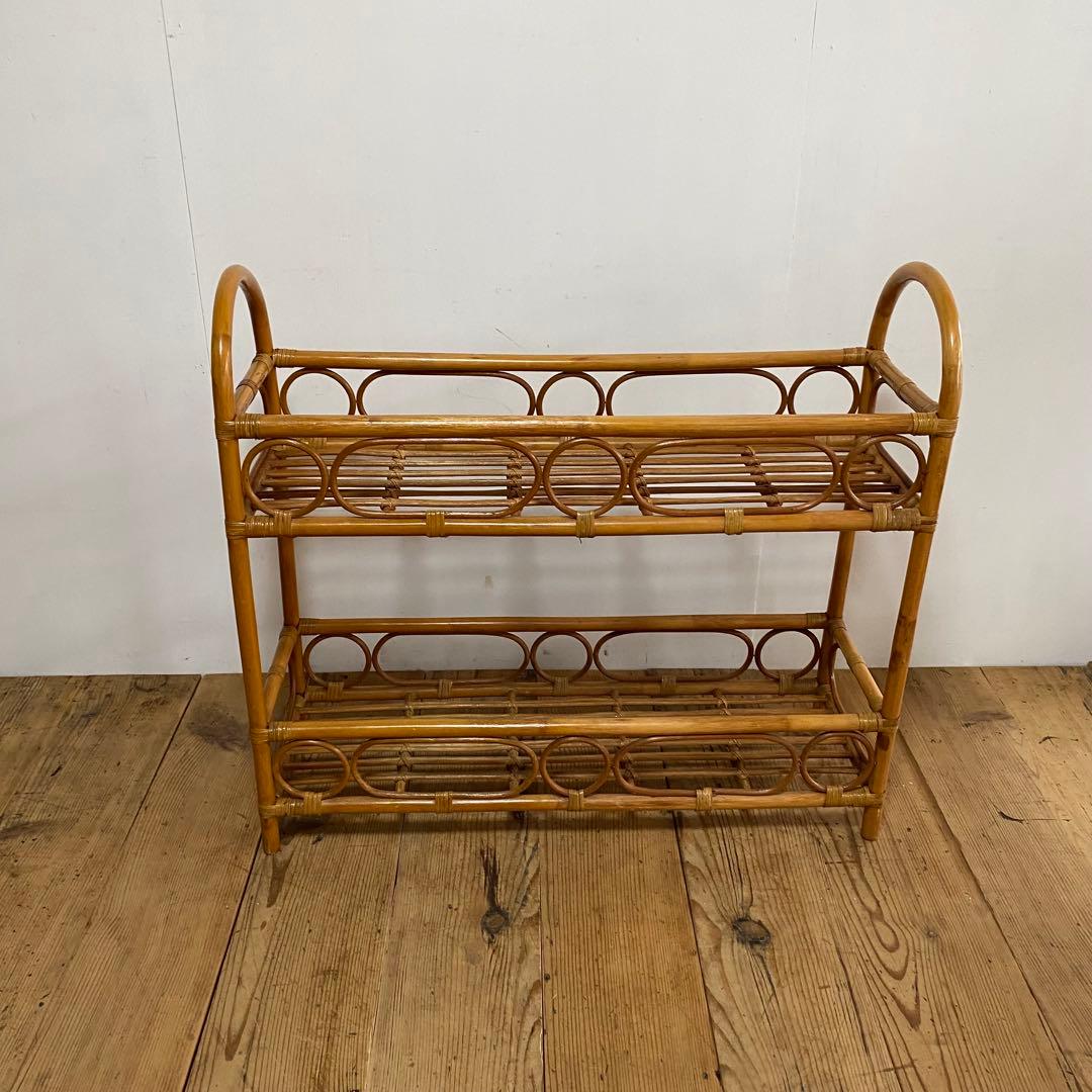 ヴィンテージ ラタン 飾り棚 植物台 昭和レトロ y53