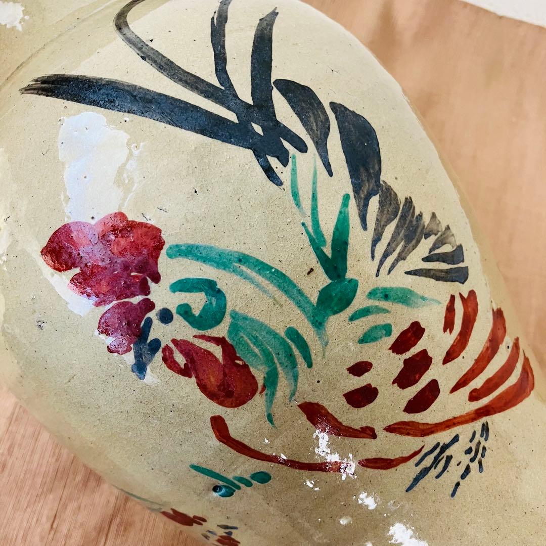 (希少) 壺屋焼　小橋川仁王　花瓶　鶏　沖縄　民藝　柳宗悦　やちむん