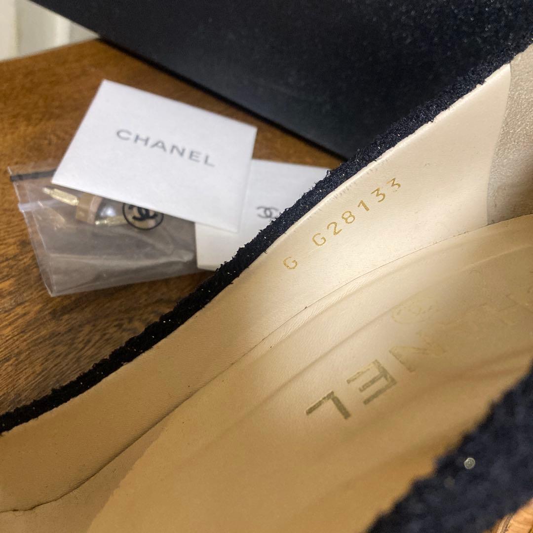 CHANEL パンプス ★ココマーク ラインストーン、ツィード、38.5サイズ