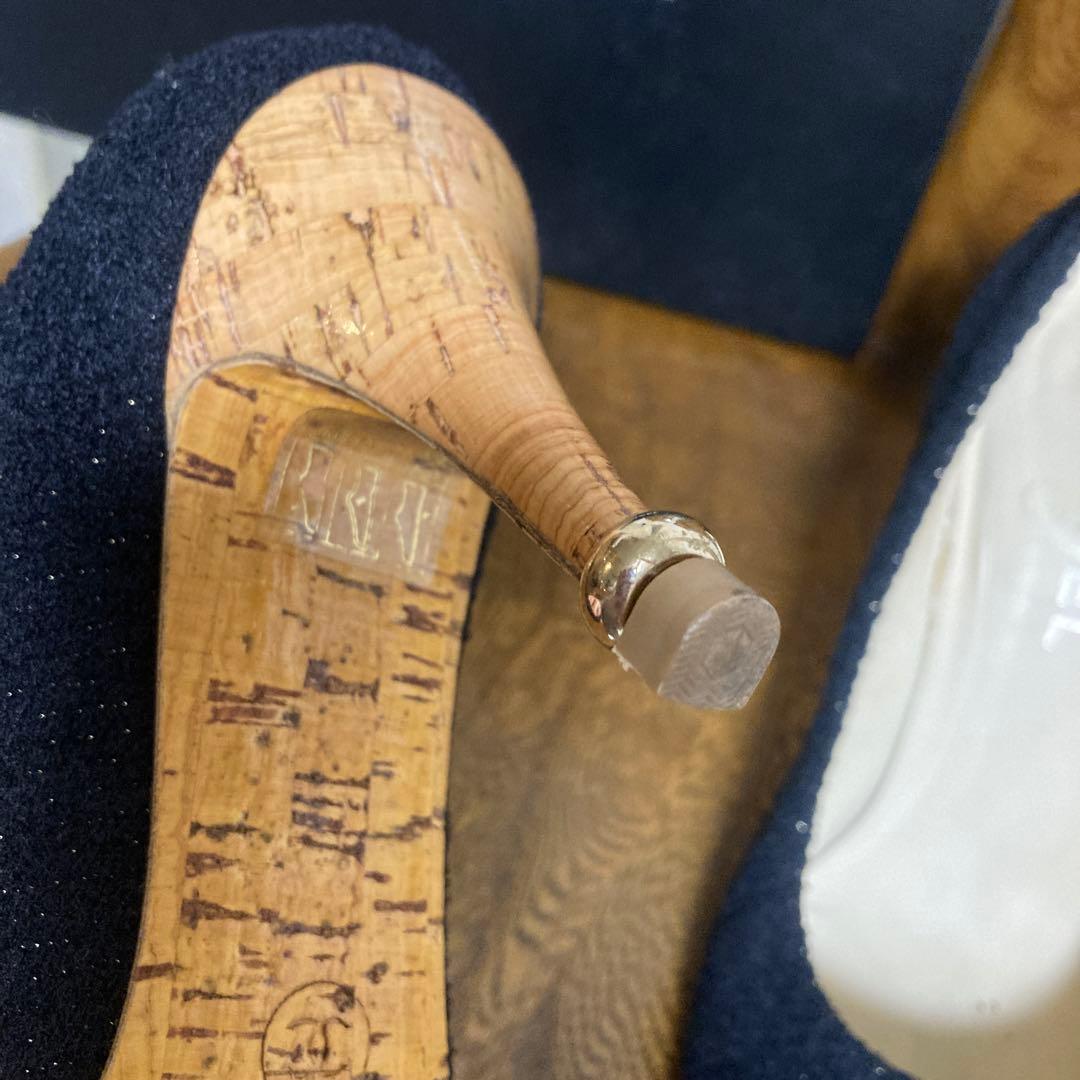 CHANEL パンプス ★ココマーク ラインストーン、ツィード、38.5サイズ