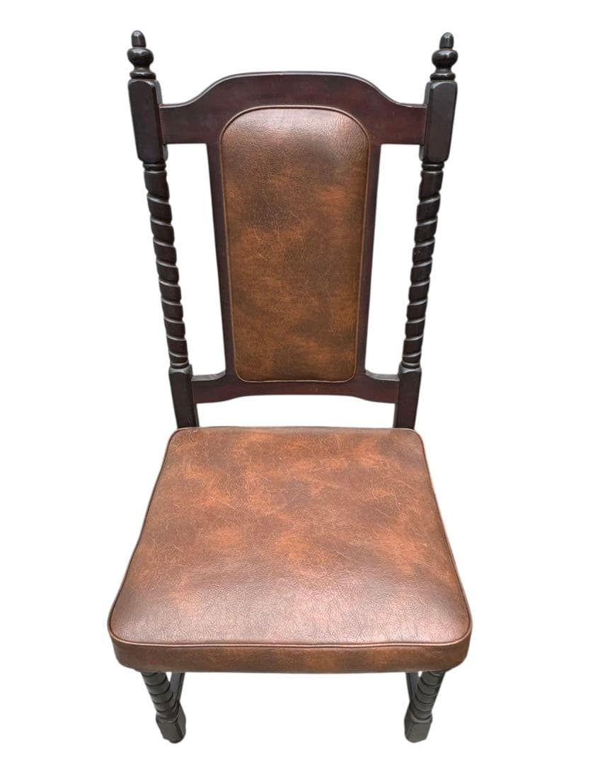 【アンティーク】トーア 木製 ダイニングチェア レザー張り 椅子 古民家