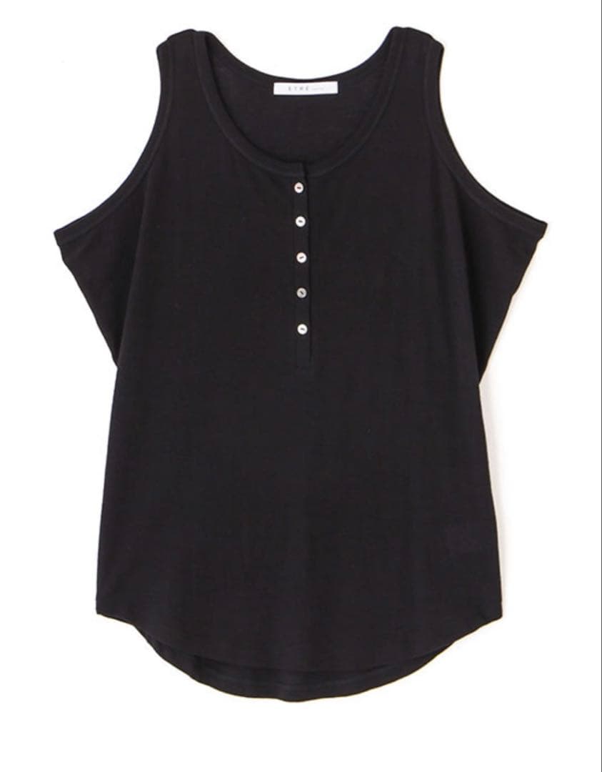 ETRE TOKYOヘンリーネックエアリータンクトップ ブラック