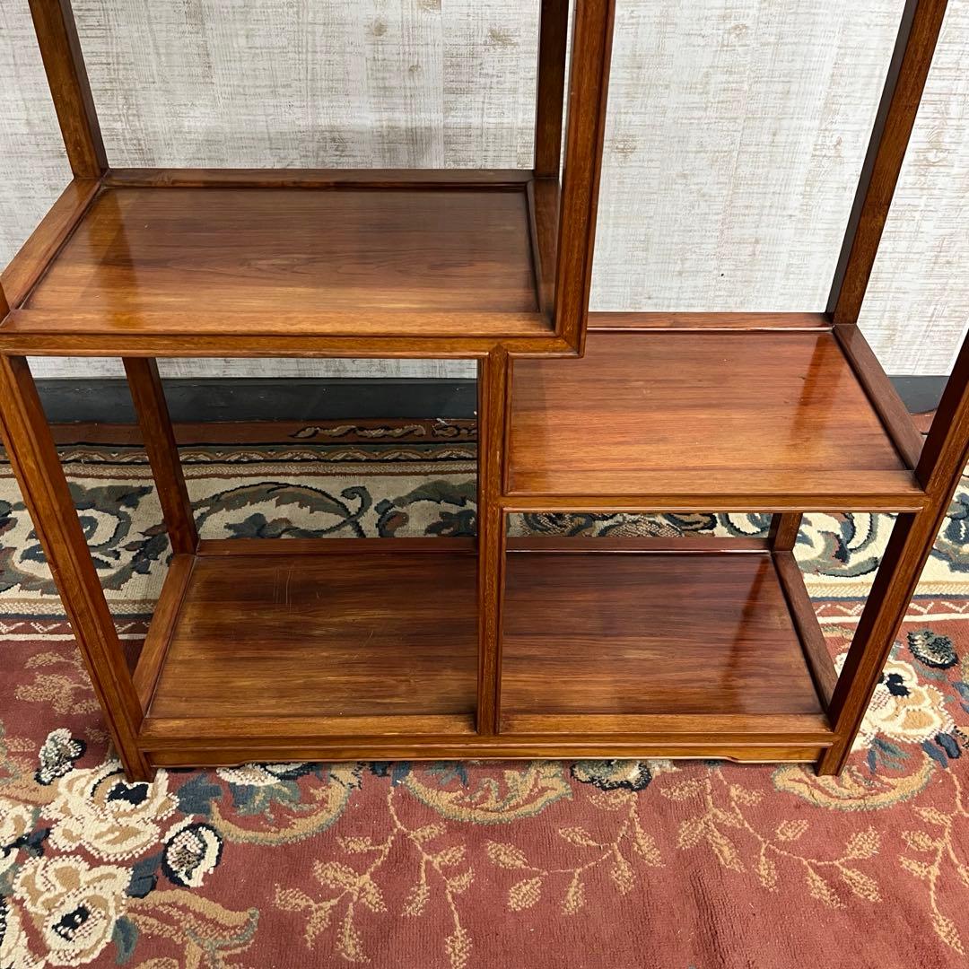 【アンティーク】木製 唐木 段違い 飾り棚 違い棚 シェルフ 時代家具 古民家