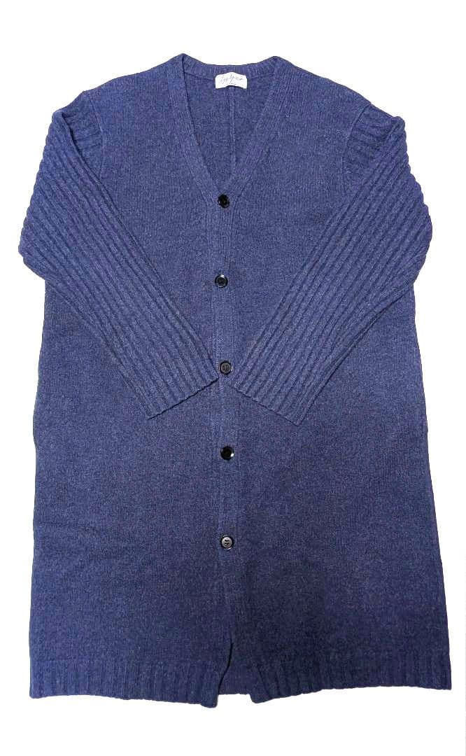 ヨージヤマモト ウール100% カーディガン 　ポケット付き　ネイビー
