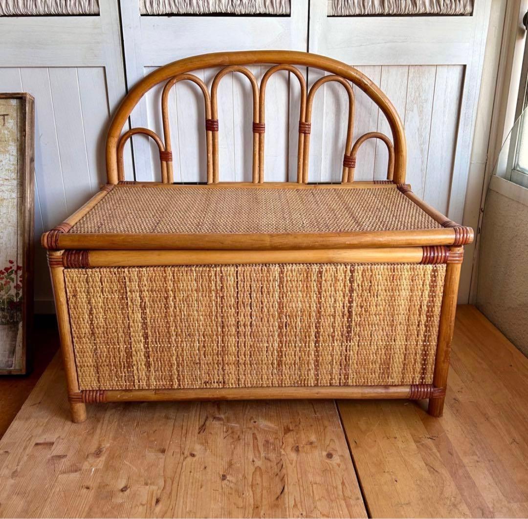 ラタン 籐　ベンチ収納ボックス