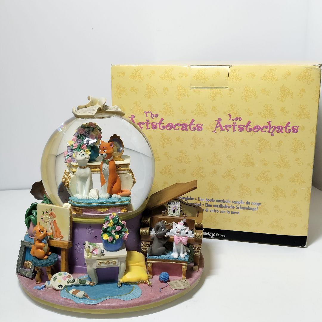 当時物 ディズニー おしゃれキャット スノードーム オルゴール スノーグローブ