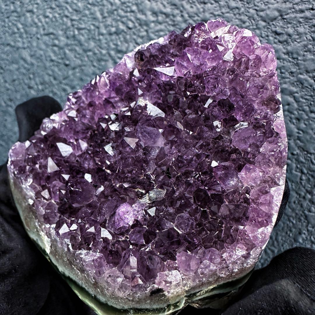 極上別格品❗濃紫の煌めきウルグアイ産☆レインボー☆アメジストクラスターA1346