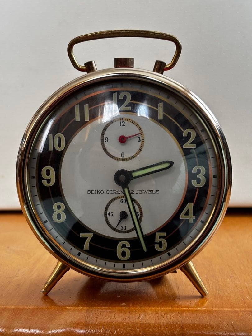 SEIKO CORONA 2 JEWELS ゼンマイ 置き時計 レトロ