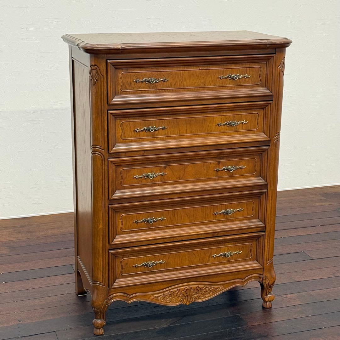 H15K29 猫脚 5段チェスト マカボニー材