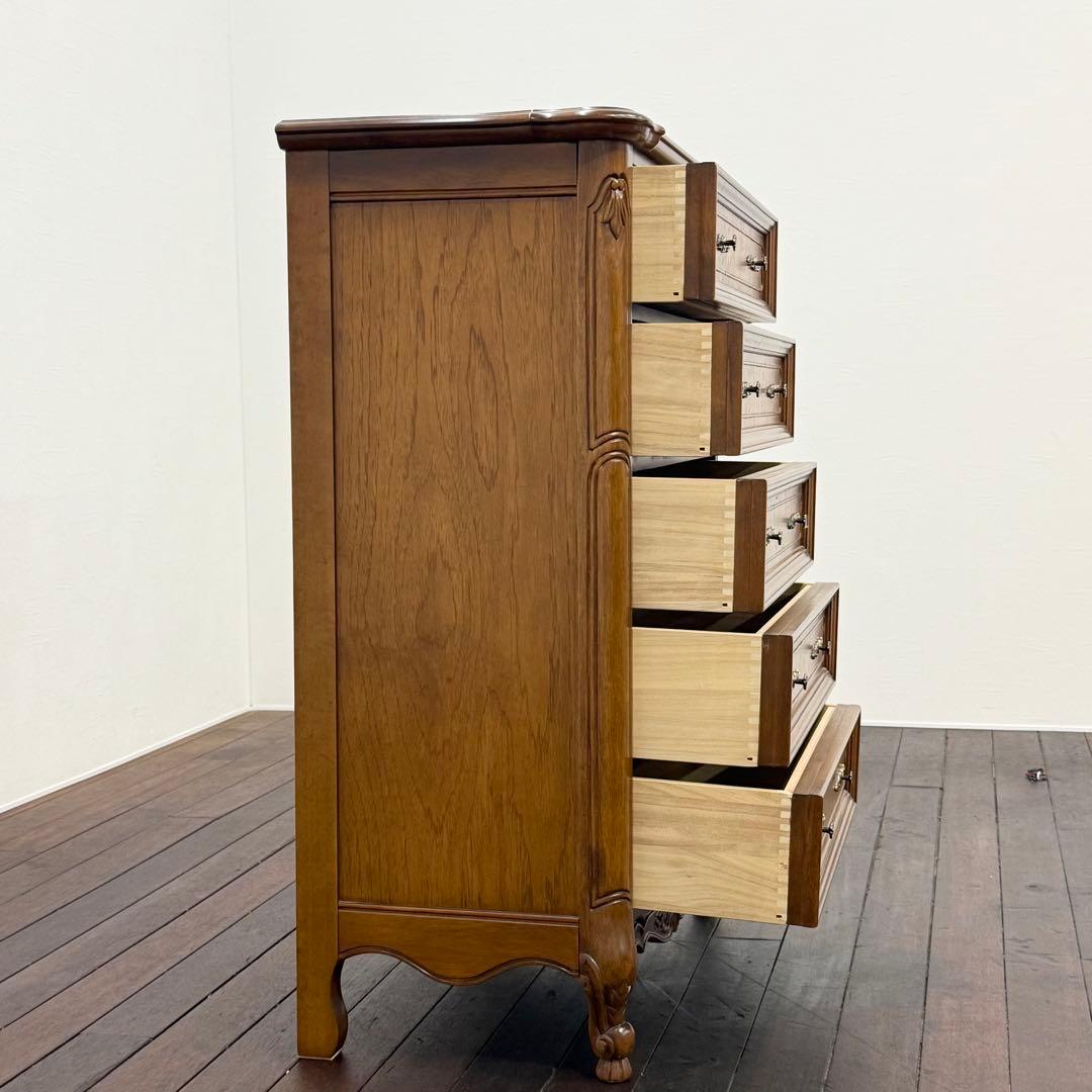 H15K29 猫脚 5段チェスト マカボニー材