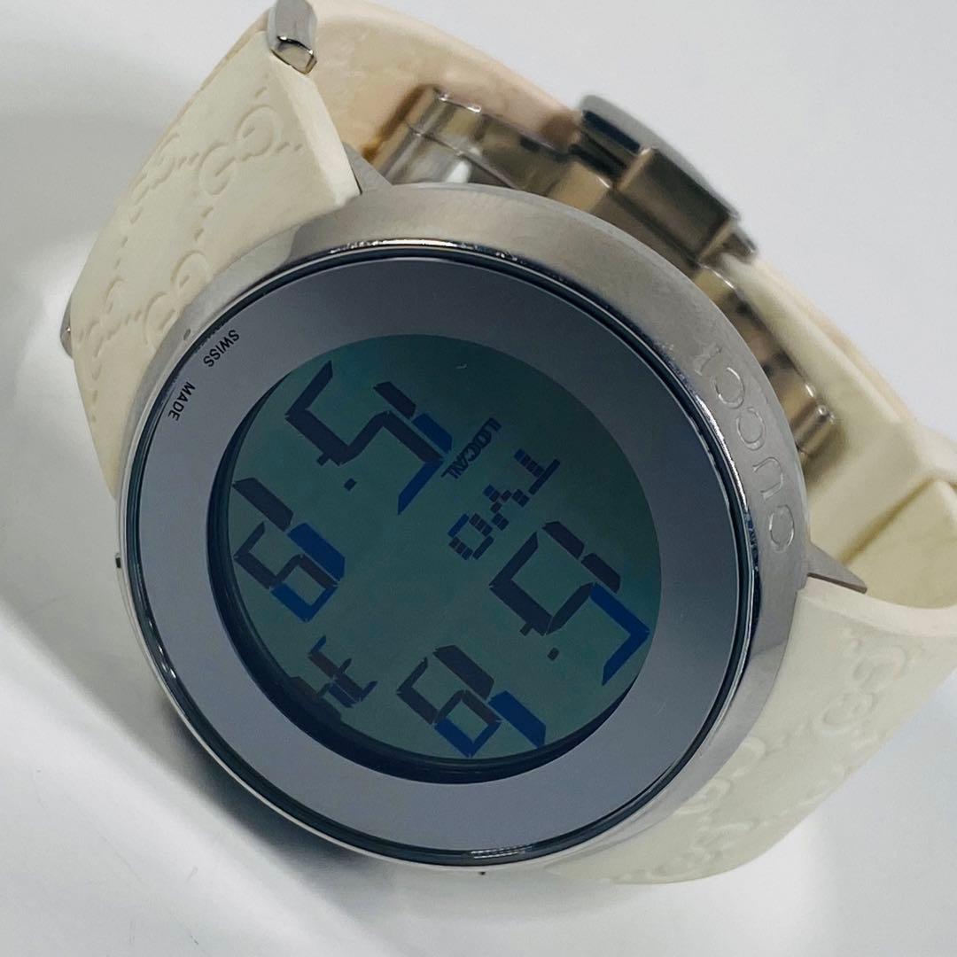 グッチ　腕時計　レディース　I-グッチ　YA114403 　ホワイトラバーベルト