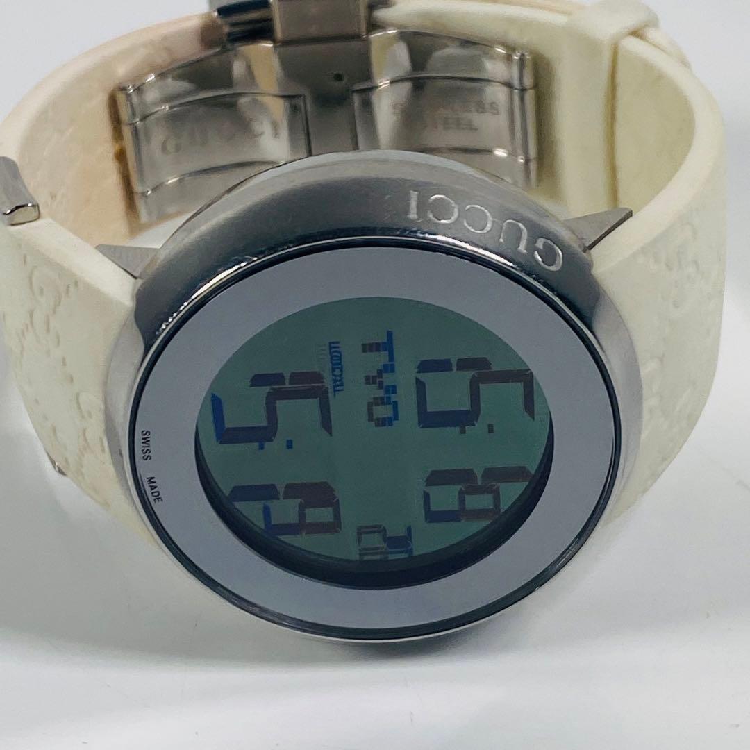 グッチ　腕時計　レディース　I-グッチ　YA114403 　ホワイトラバーベルト