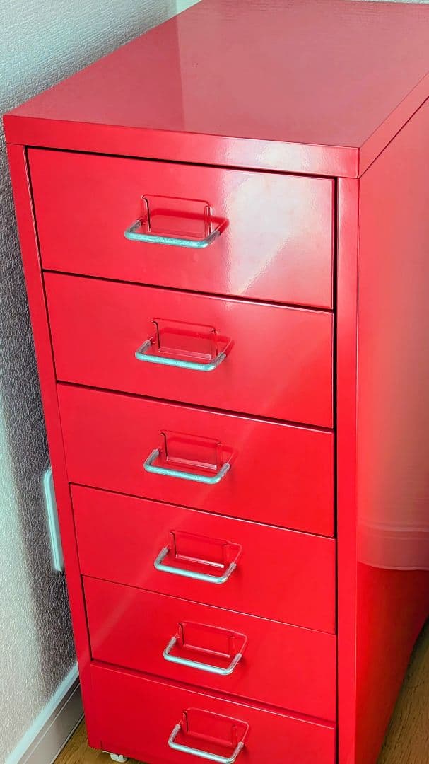 【廃盤】【IKEA】HELMER ヘルメル キャスター付き　レッド　キャビネット