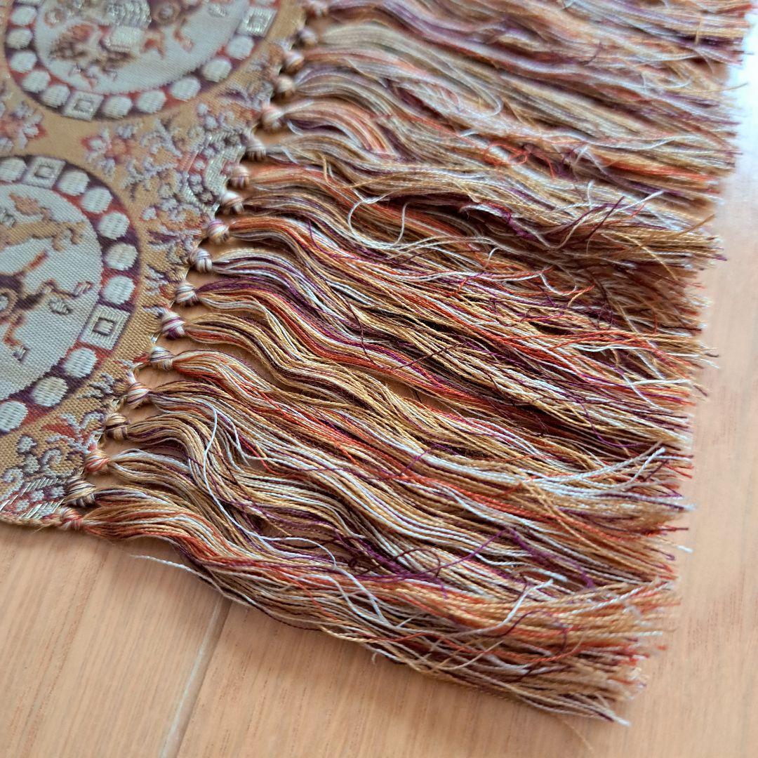 希少　未使用　法隆寺裂　西陣織　敷物　正絹　獅子狩文　テーブル センター