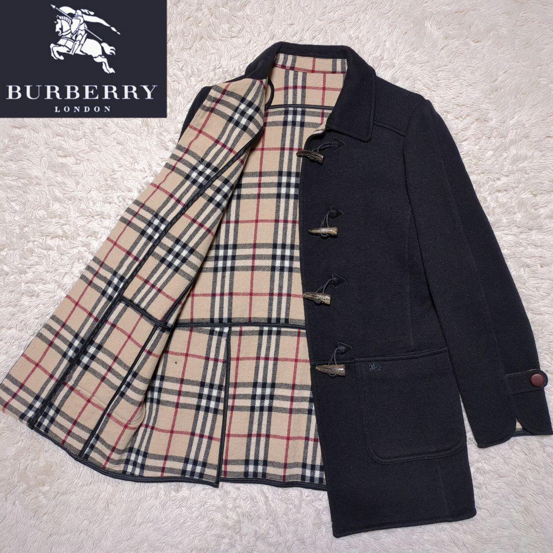 極美品！バーバリーロンドン　ウールダッフルコート ノバチェック　トグル　水牛　L