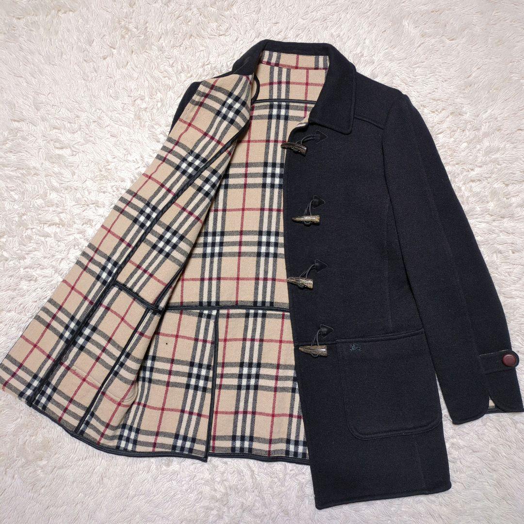 極美品！バーバリーロンドン　ウールダッフルコート ノバチェック　トグル　水牛　L