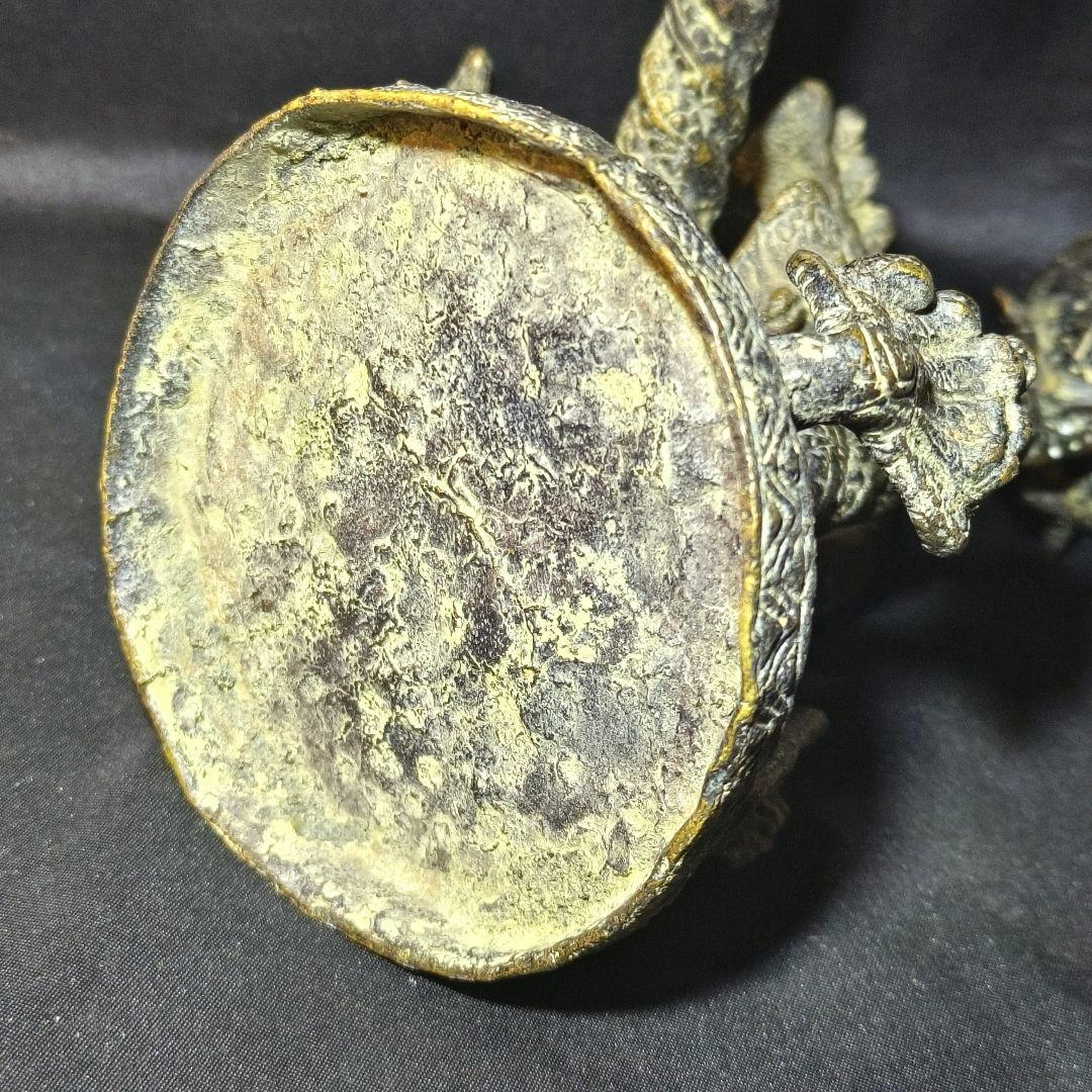 蝋燭台 青銅器 鋳物 チベット密教寺院流出 仏教古美術 骨董 蒐集家放出珍品