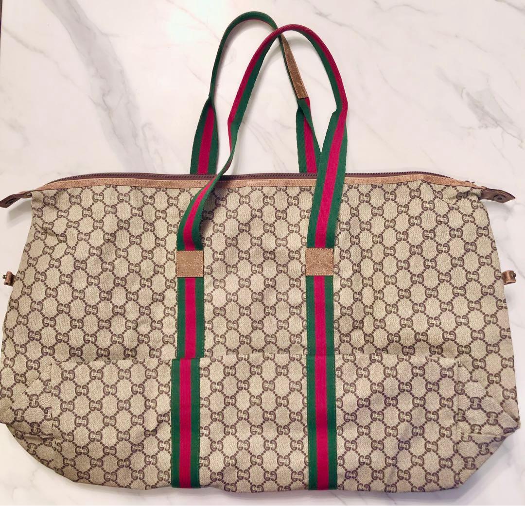 GUCCI キャンバス ボストンバッグ シェリーライン プラス PVC