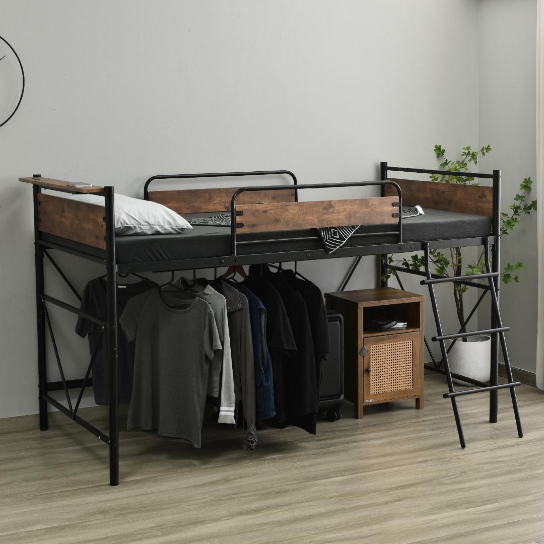 ロフトベッド パイプベッド シングル 耐荷重150kg高さ125cm ロータイプ