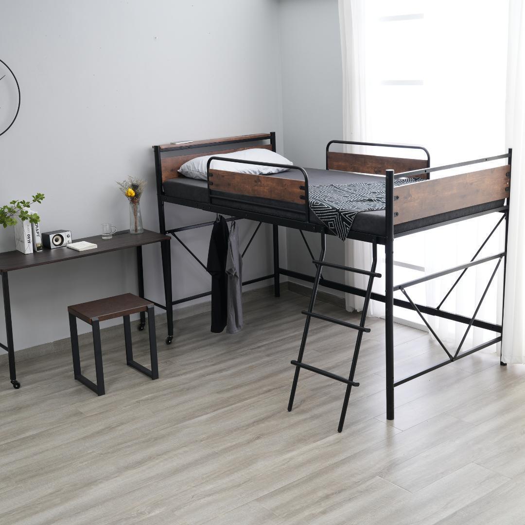 ロフトベッド パイプベッド シングル 耐荷重150kg高さ125cm ロータイプ