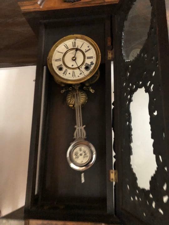 アンティーク　掛け時計　黒柿