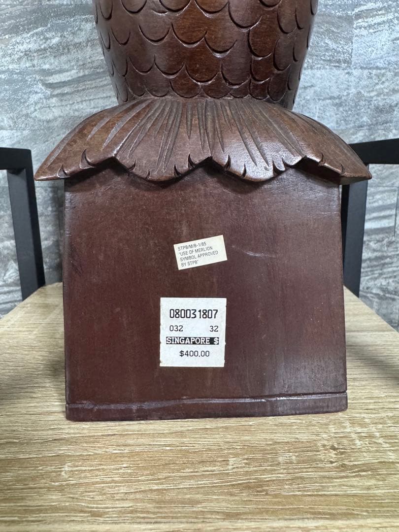 木製ライオン彫刻 約41cm