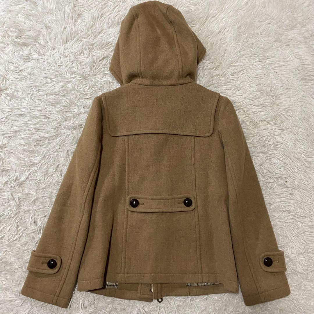 【美品】バーバリーブルーレーベル　ダッフルコート　ノバチェック　ブラウン　S