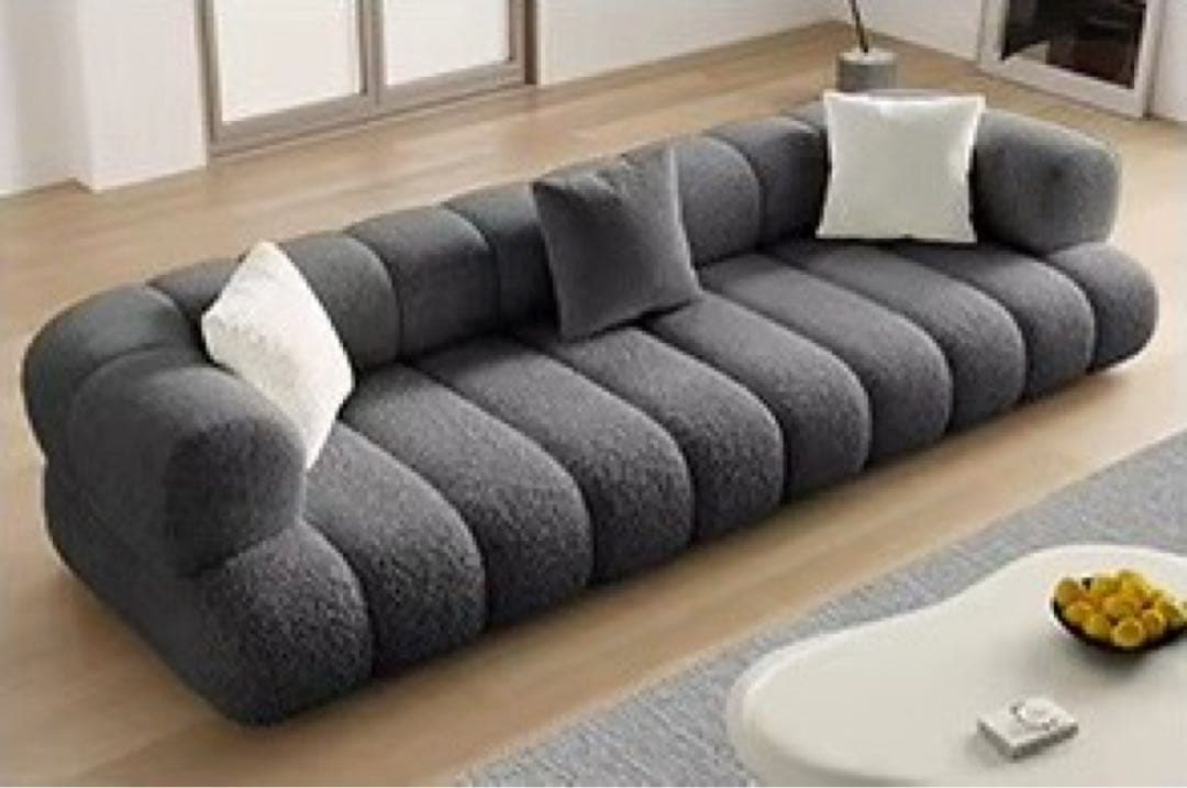 モダン ホワイトファブリックソファ 3人掛け