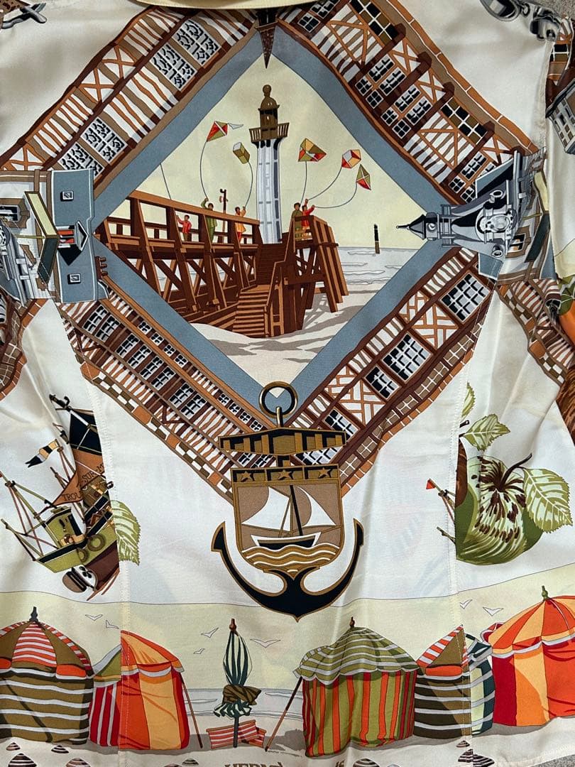 『希少・美品』HERMESエルメス　マルジェラ期　総柄シルク　半袖シャツ 40