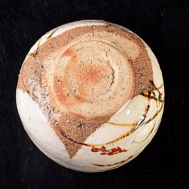 茶道具　益子焼　吉川水城作　赤絵茶碗　共箱　V　R7813