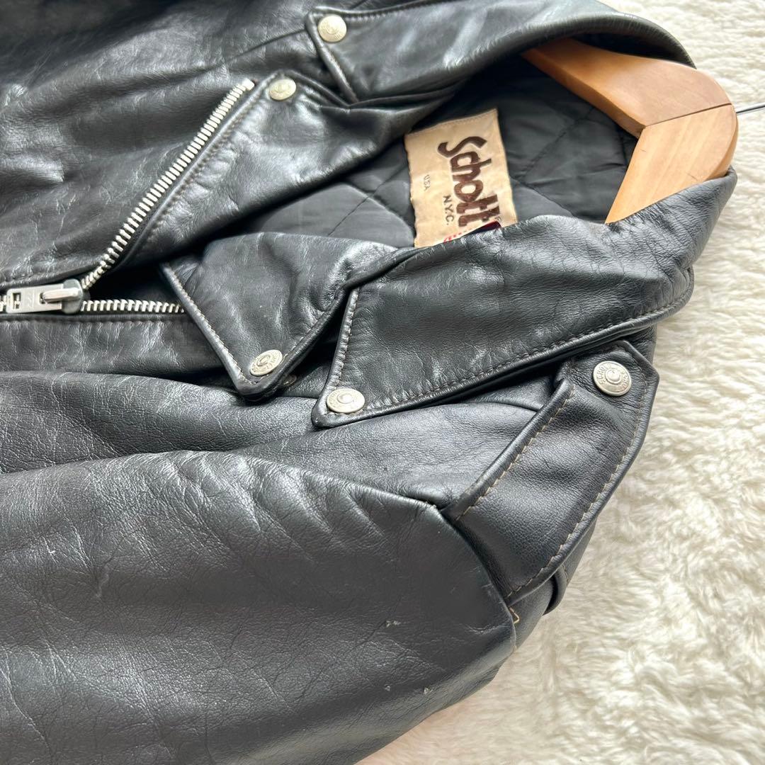 schott ショット ダブルライダースジャケット レザージャケット 黒 16