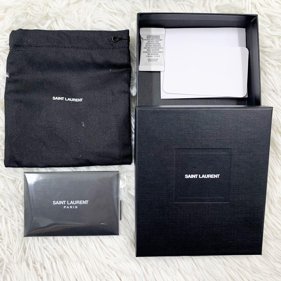 【✨美品✨】 サンローラン マネークリップ カーフスキン ブラウン 付属品完備