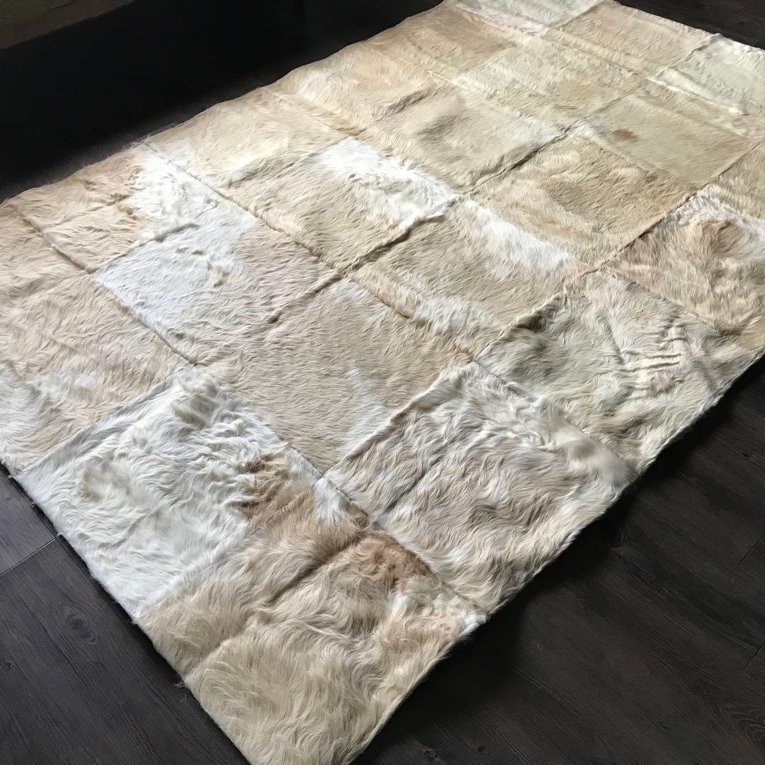 牛 ラグ ラグマット 皮 パッチワーク 絨毯 157x237cm ①