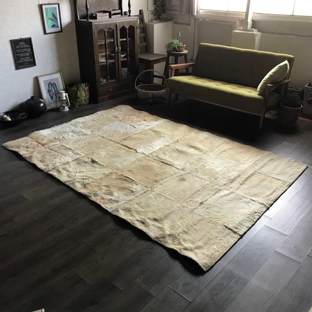 牛 ラグ ラグマット 皮 パッチワーク 絨毯 157x237cm ①