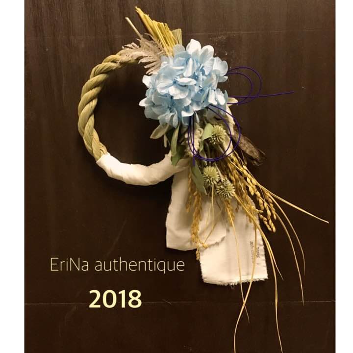 38.自家栽培ドライフラワー含むしめ飾りしめ縄プリザーブドスワッグ