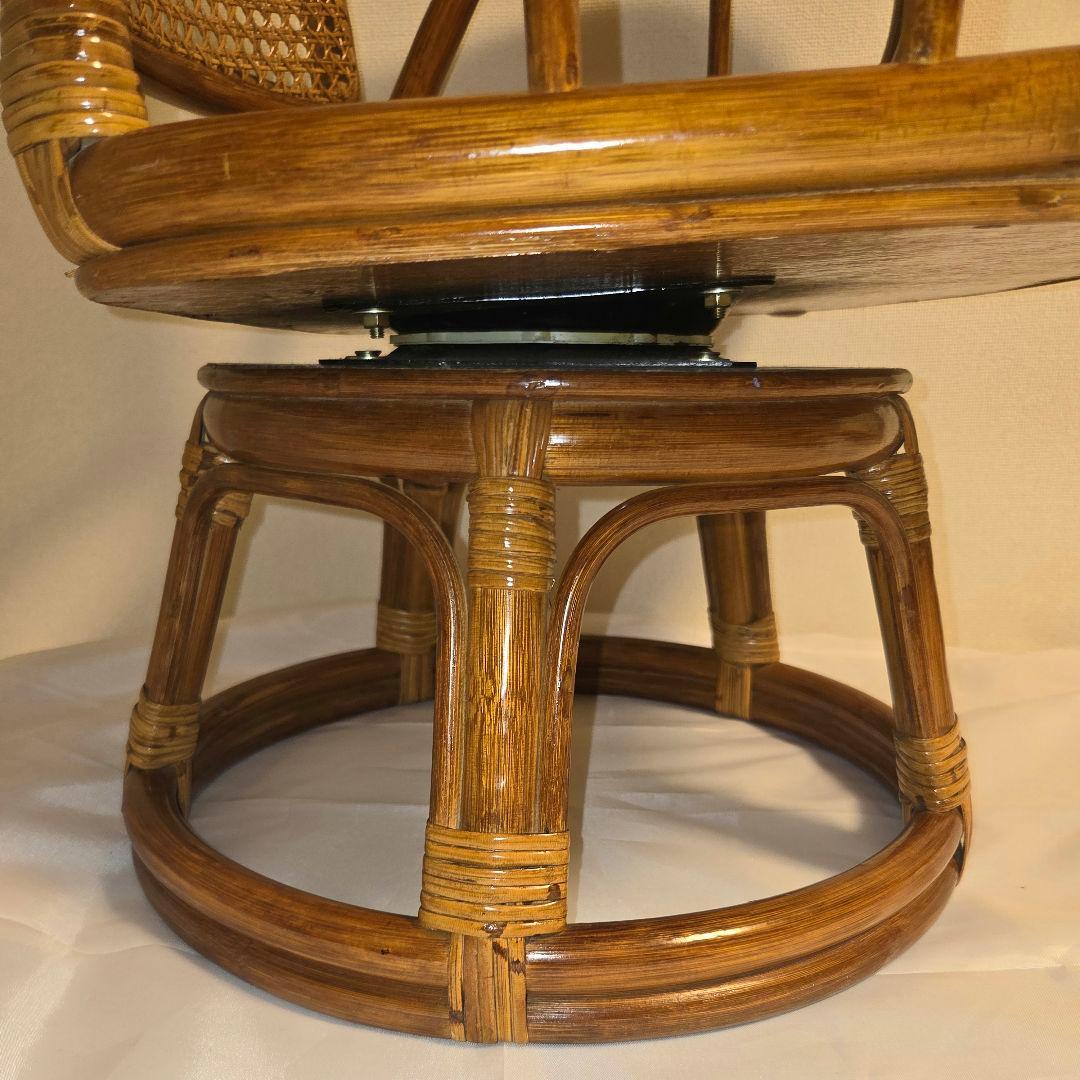 【専用ページ】籐 ラタン製 360度 回転座椅子 アームチェア レトロ