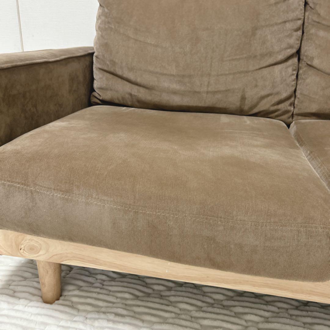 MOSS コーデュロイ　ブラウンファブリック2人掛けソファ　モス　ソファー