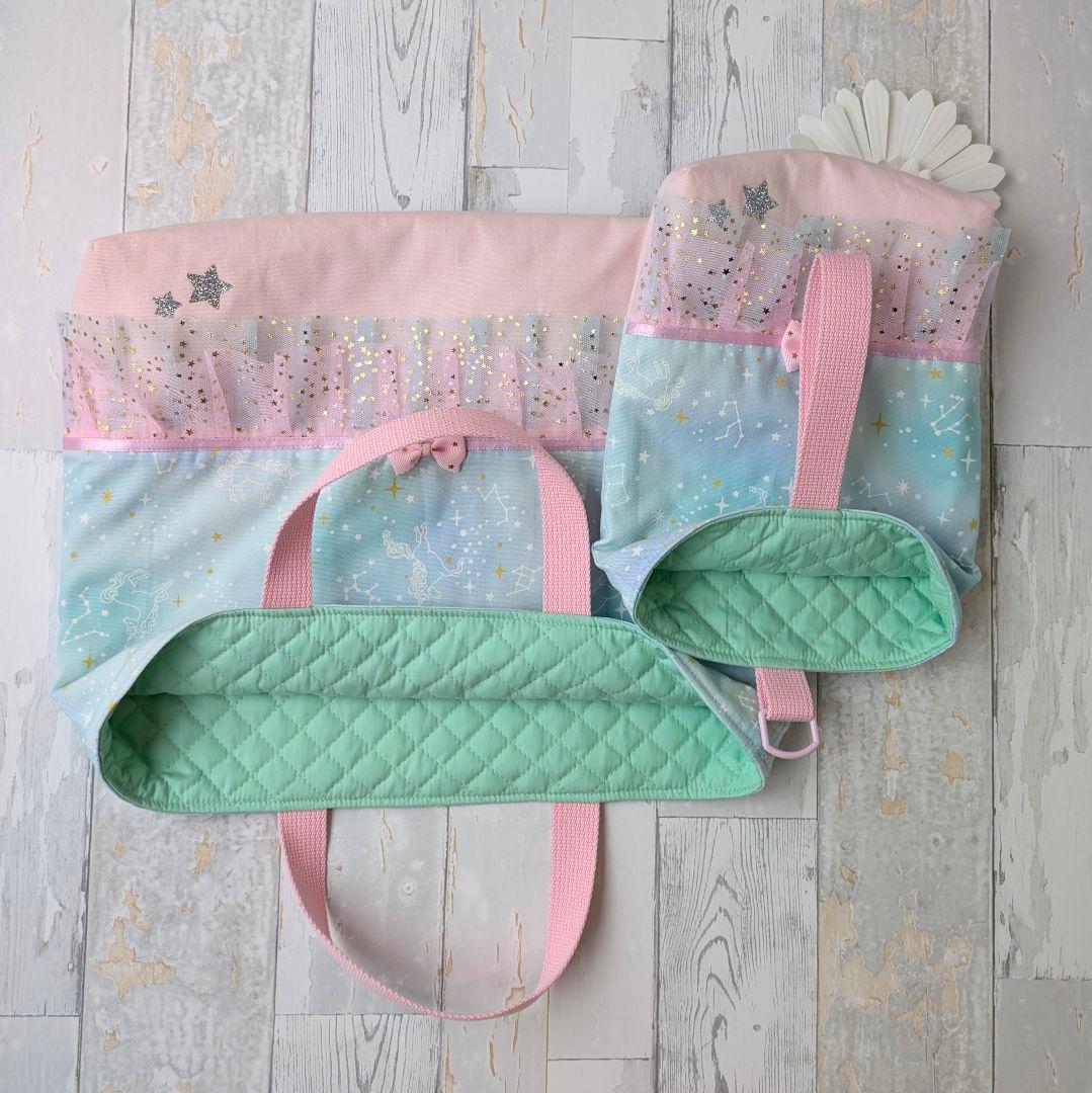 入学3点セット　レッスンバッグ　上履き入れ　大きめ　体操着袋　星座とユニコーン