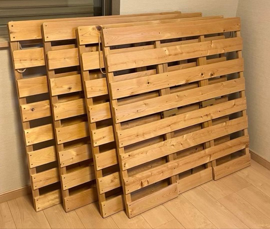 桧　シングル×2組　すのこベッド 布団干し　めいじ屋